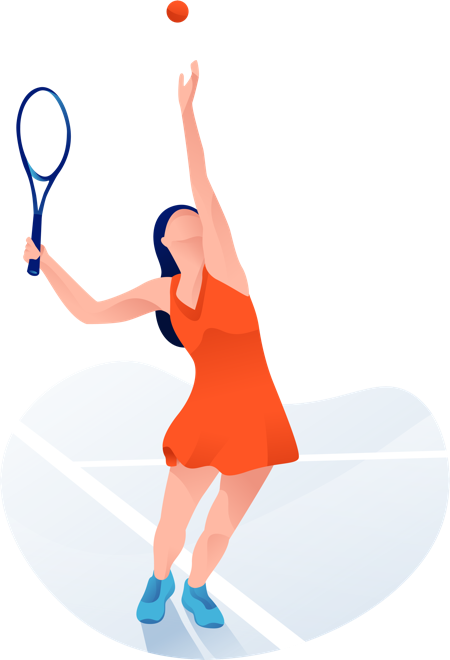 Female tennis player serving